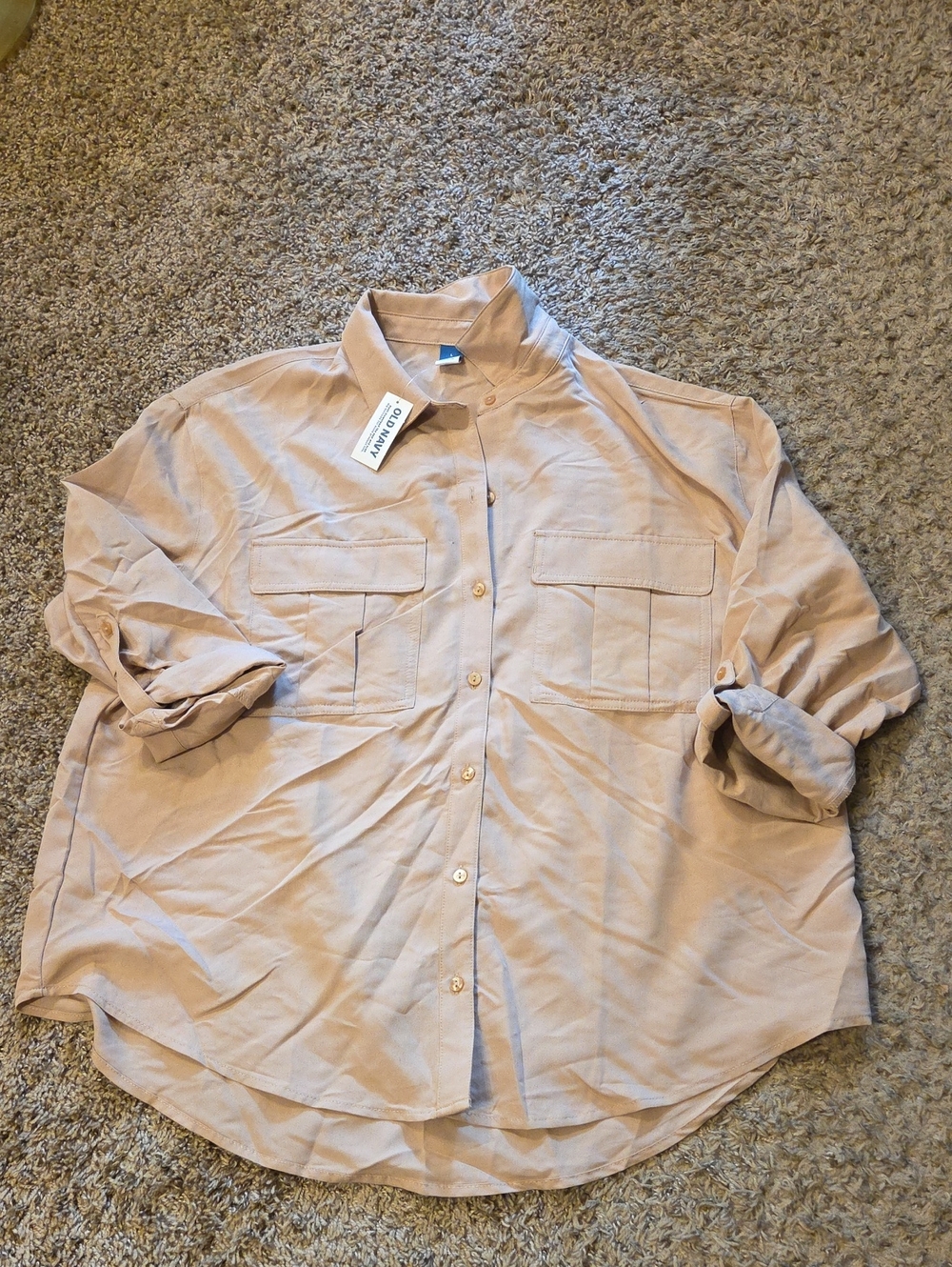 Old Navy Women's Light Pink Button-Front Casual Shirt